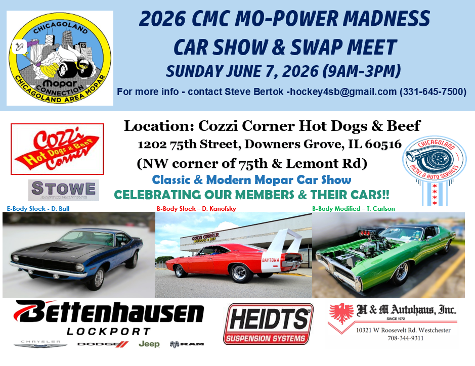 2026 Chicagoland Mopar Connection (CMC) Mo-Power Madness Car Show & Swap Meet